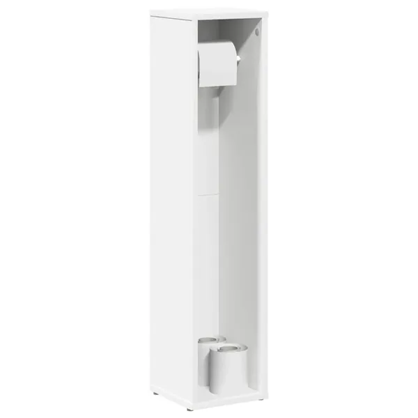 Meuble de salle de bain avec porte-rouleau blanc 20,5x20x90 cm