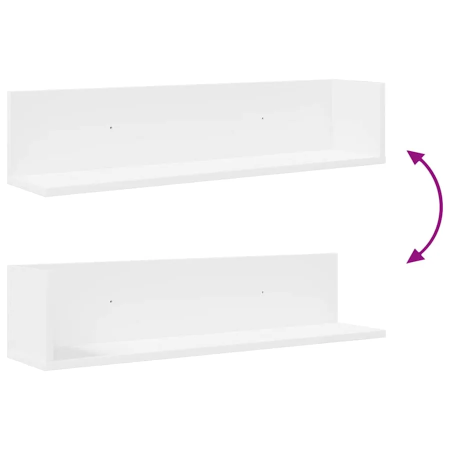 Étagères murales 2 pcs blanc 75x16,5x16,5 cm bois d'ingénierie - 8