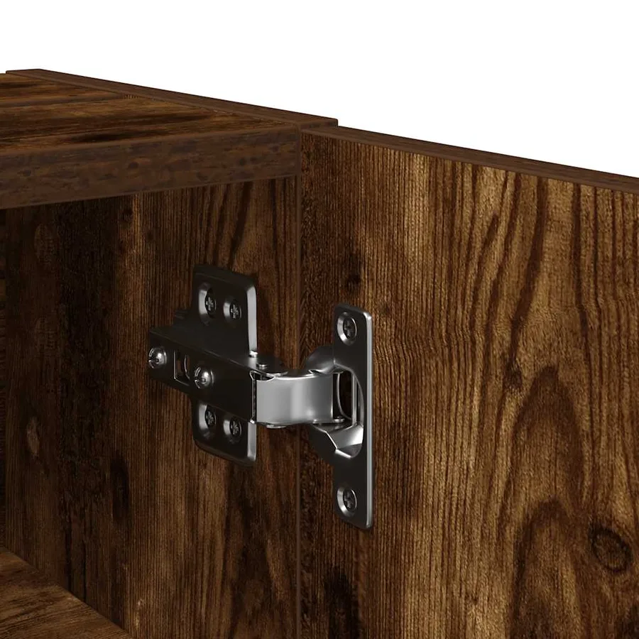Meuble de salle de bain avec porte-rouleau chêne fumé - 10