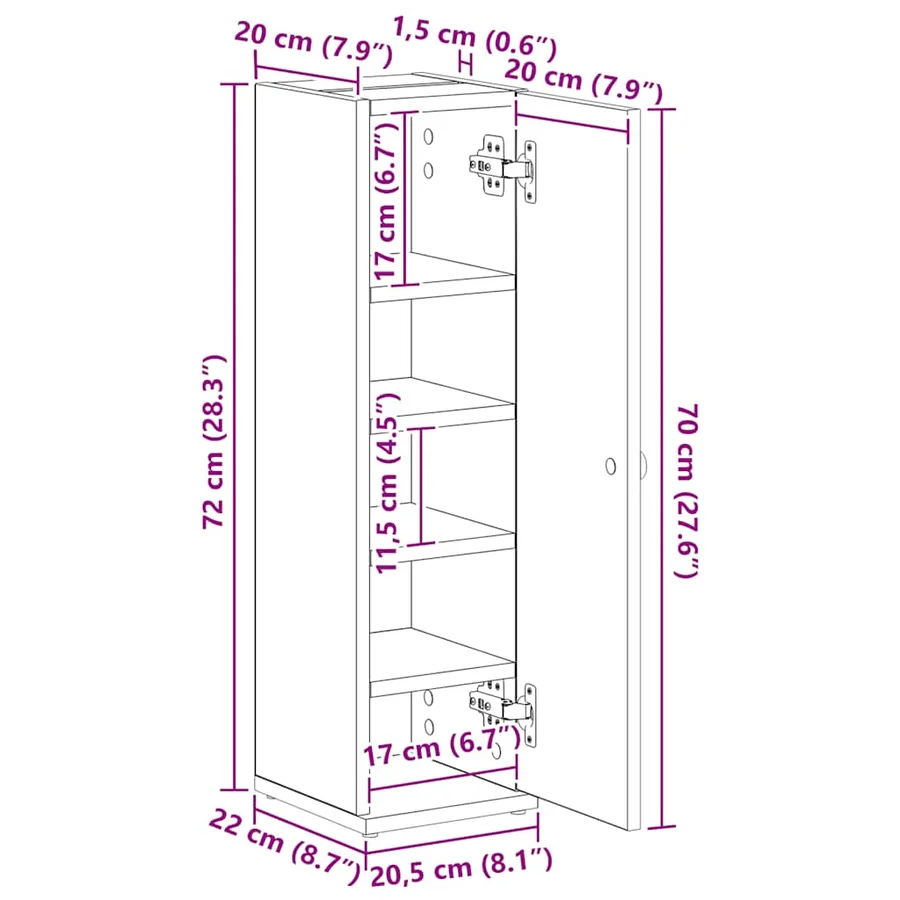 Meuble de salle de bain avec porte-rouleau chêne fumé - 12