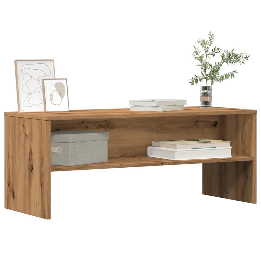 Meuble TV chêne artisanal 100x40x40 cm bois d'ingénierie - 3