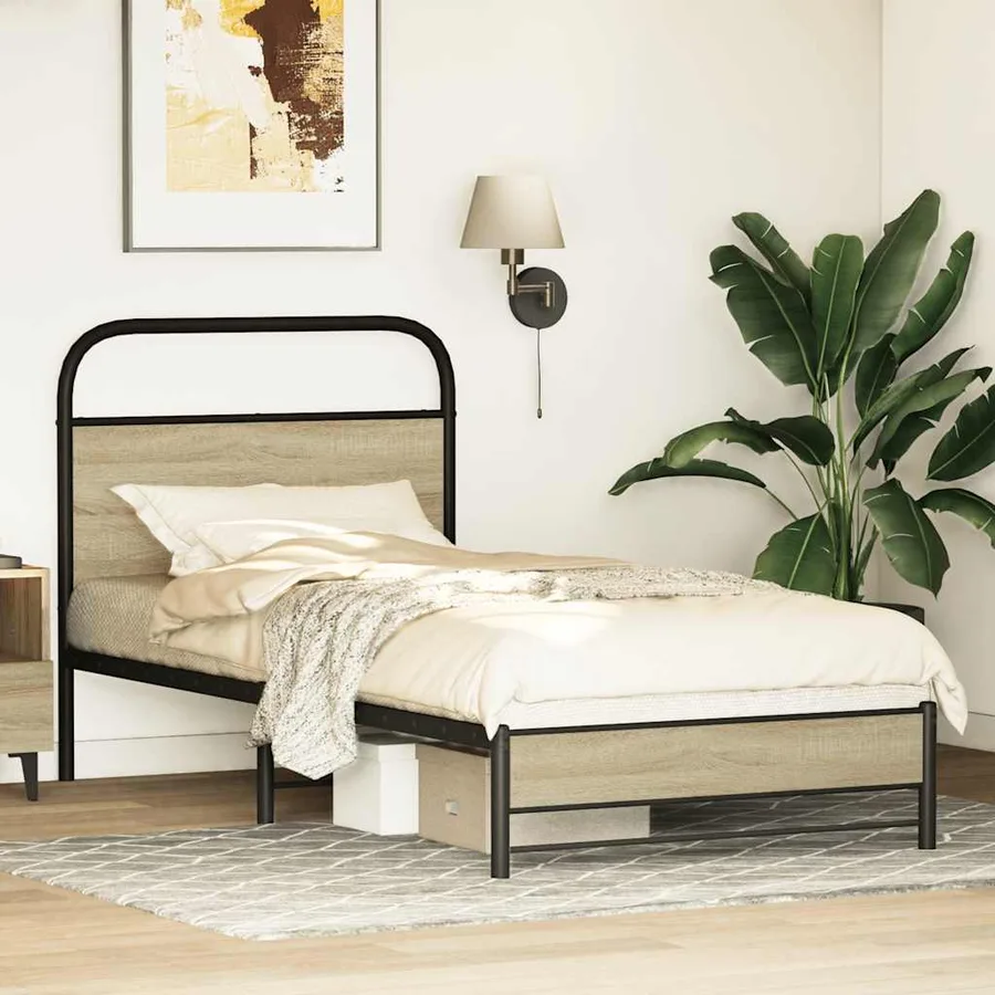 Cadre de lit sans matelas 80x200cm chêne sonoma bois ingénierie - 4