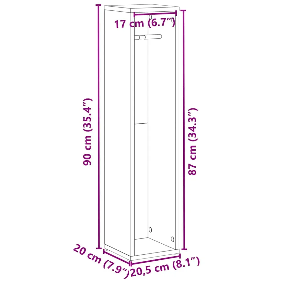 Meuble de salle de bain avec porte-rouleau chêne fumé 20,5 x 20 x 90 cm - 9