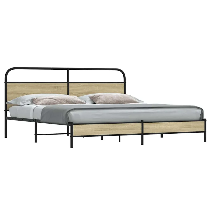 Cadre de lit en métal sans matelas chêne sonoma 193x203 cm