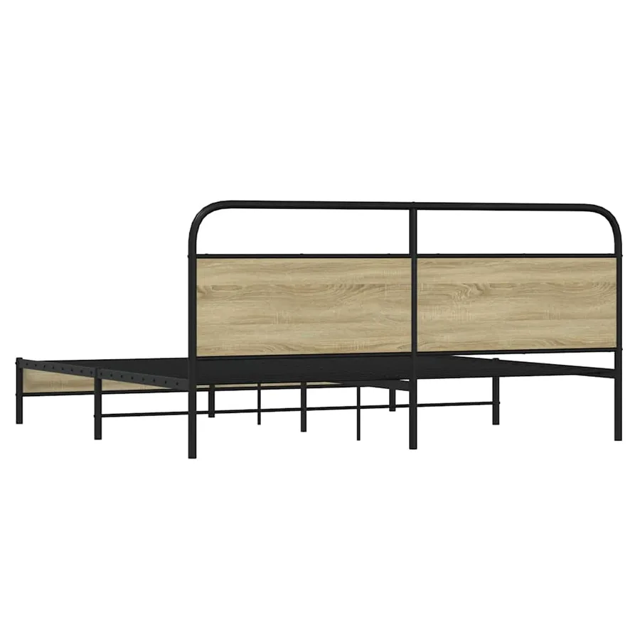 Cadre de lit en métal sans matelas chêne sonoma 193x203 cm - 7