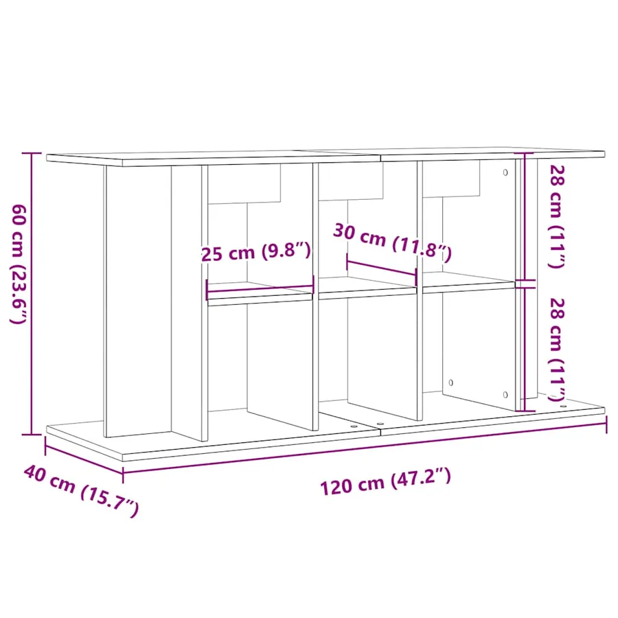 Support pour aquarium vieux bois 120x40x60 cm bois d'ingénierie - 9