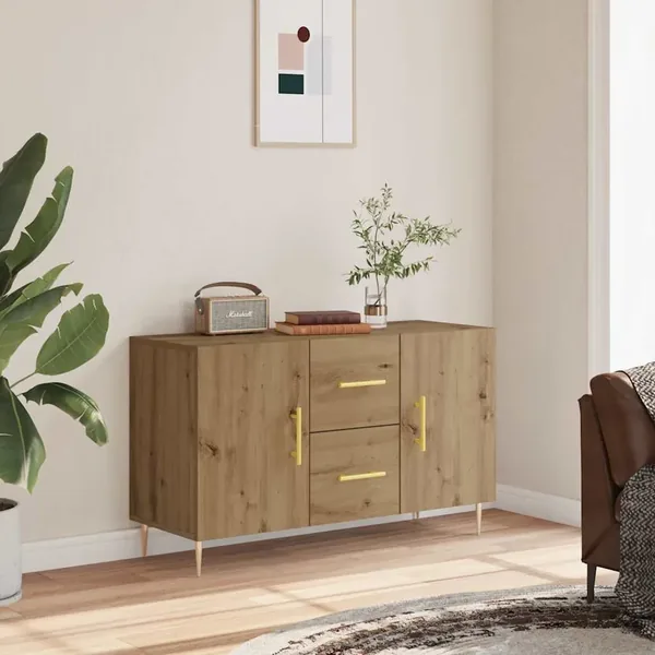 Buffet chêne artisanal 100x36x60 cm bois d'ingénierie