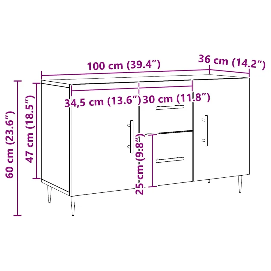 Buffet chêne artisanal 100x36x60 cm bois d'ingénierie - 10