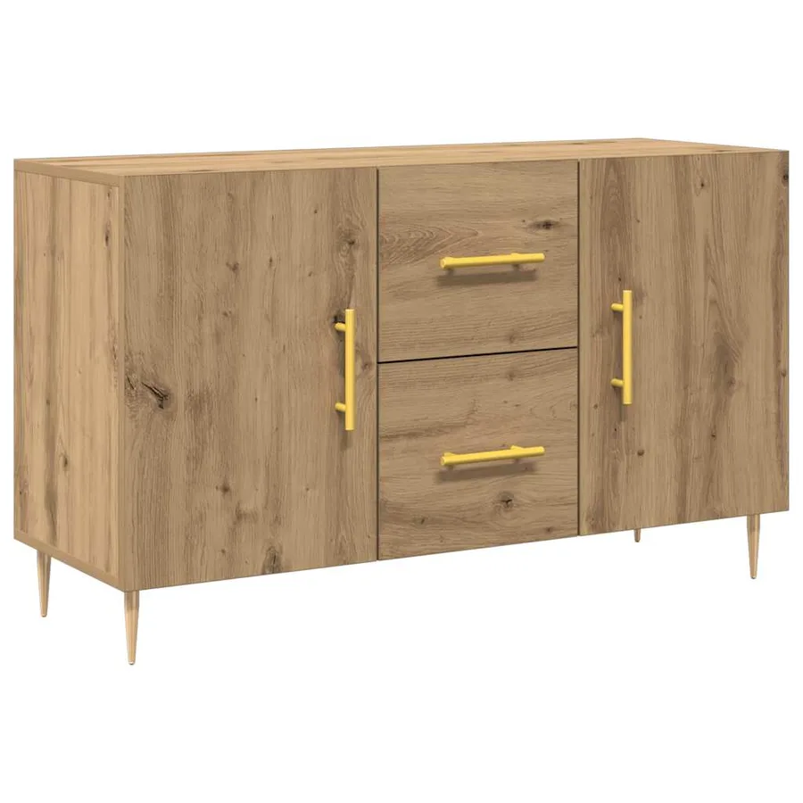 Buffet chêne artisanal 100x36x60 cm bois d'ingénierie - 2