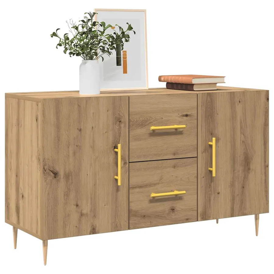 Buffet chêne artisanal 100x36x60 cm bois d'ingénierie - 3