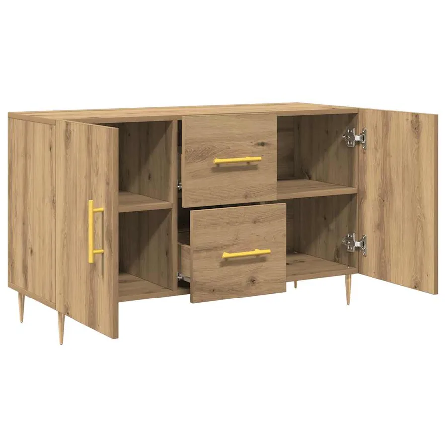 Buffet chêne artisanal 100x36x60 cm bois d'ingénierie - 7