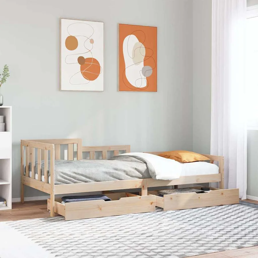 Lit de jour avec tiroirs sans matelas 90x200 cm bois massif