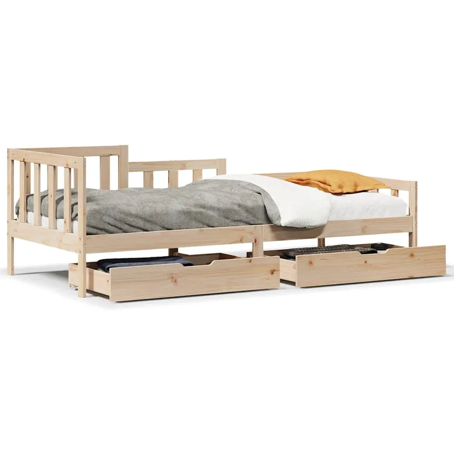 Lit de jour avec tiroirs sans matelas 90x200 cm bois massif - 2