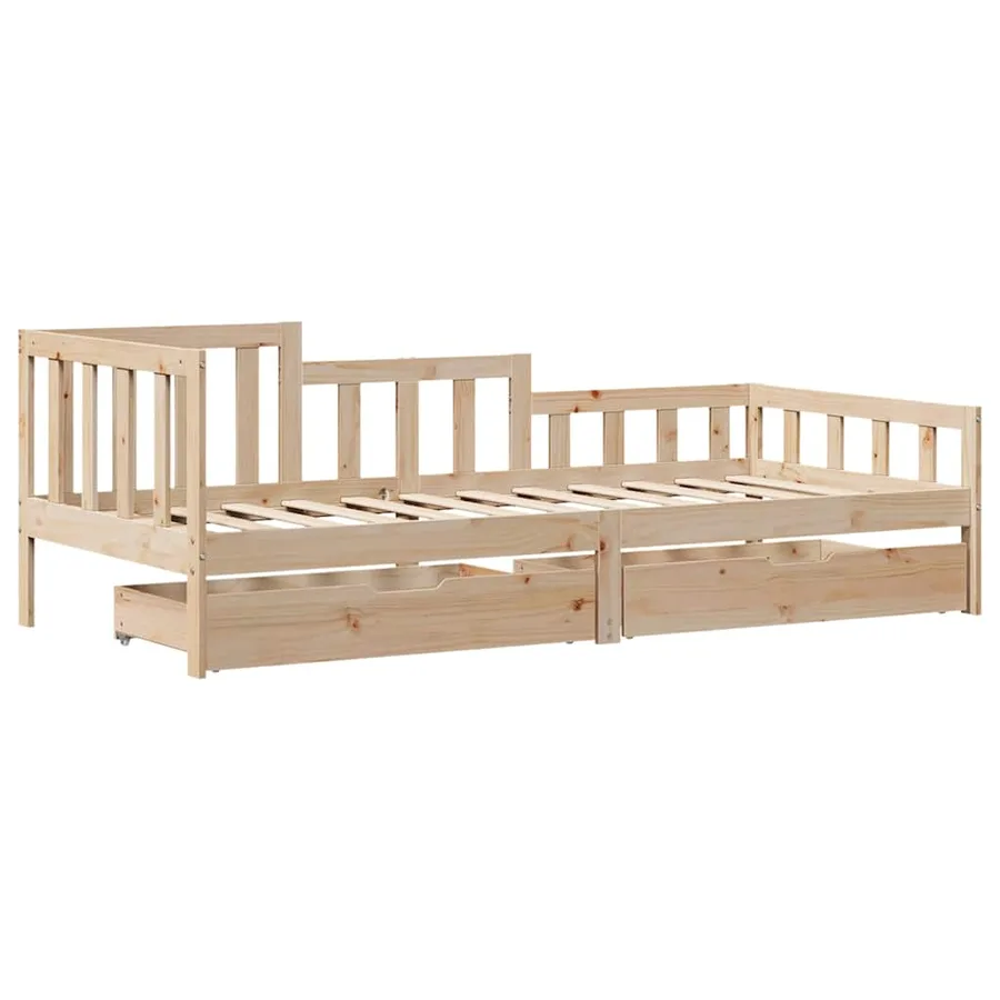 Lit de jour avec tiroirs sans matelas 90x200 cm bois massif - 3