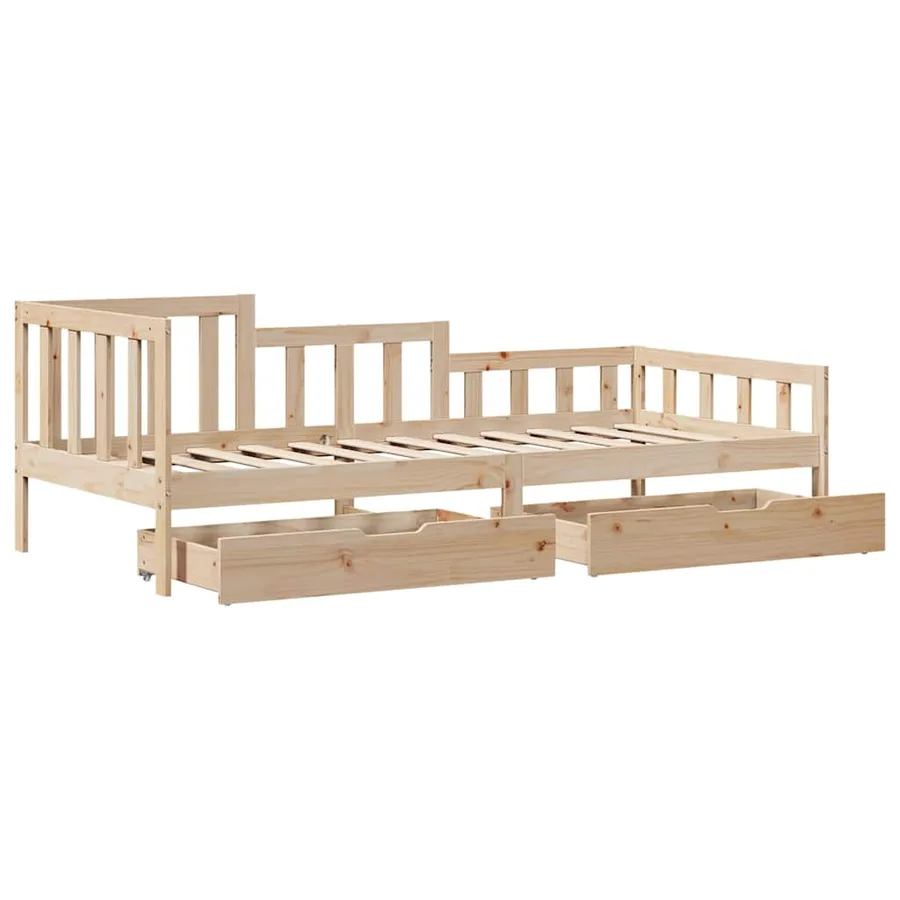 Lit de jour avec tiroirs sans matelas 90x200 cm bois massif - 5