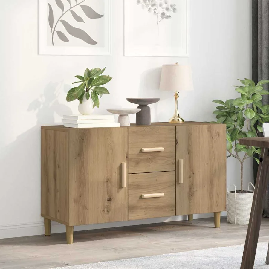 Buffet chêne artisanal 100x36x60 cm bois d'ingénierie