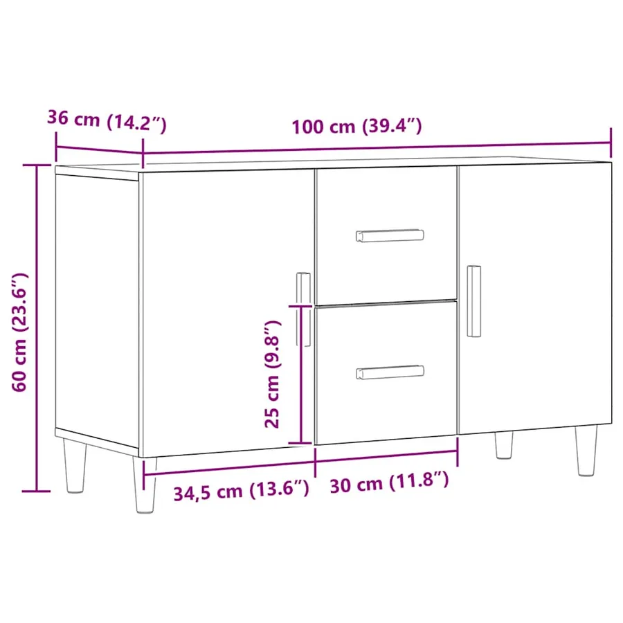 Buffet chêne artisanal 100x36x60 cm bois d'ingénierie - 10