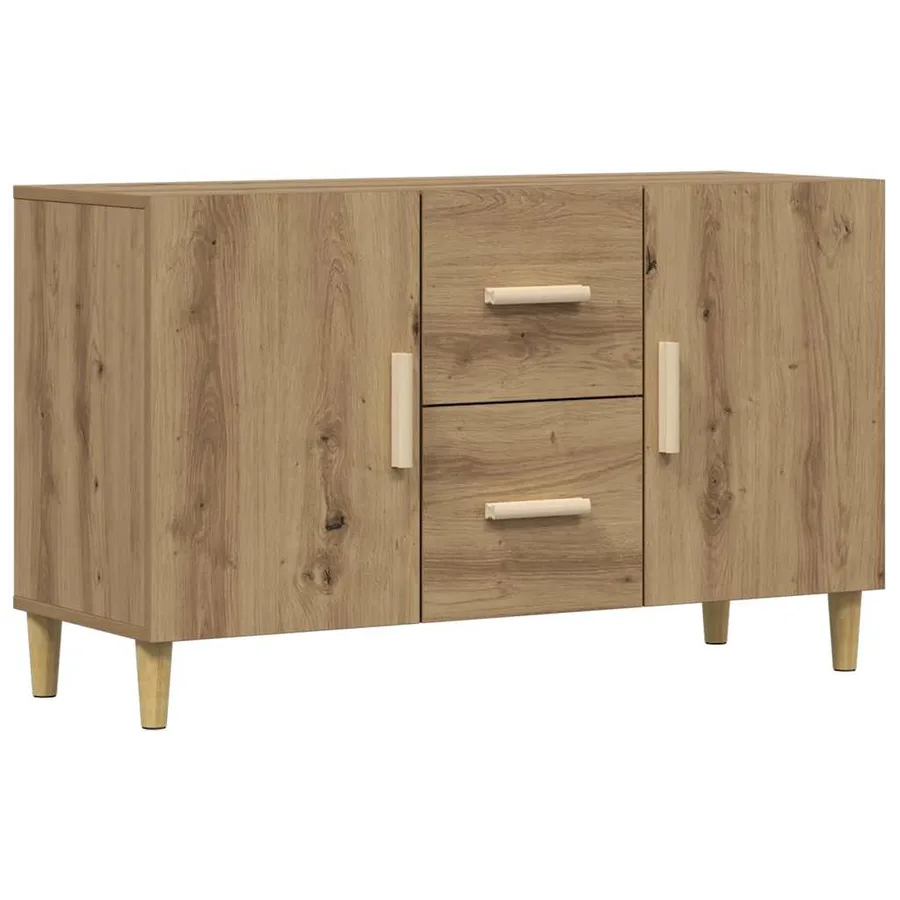Buffet chêne artisanal 100x36x60 cm bois d'ingénierie - 2
