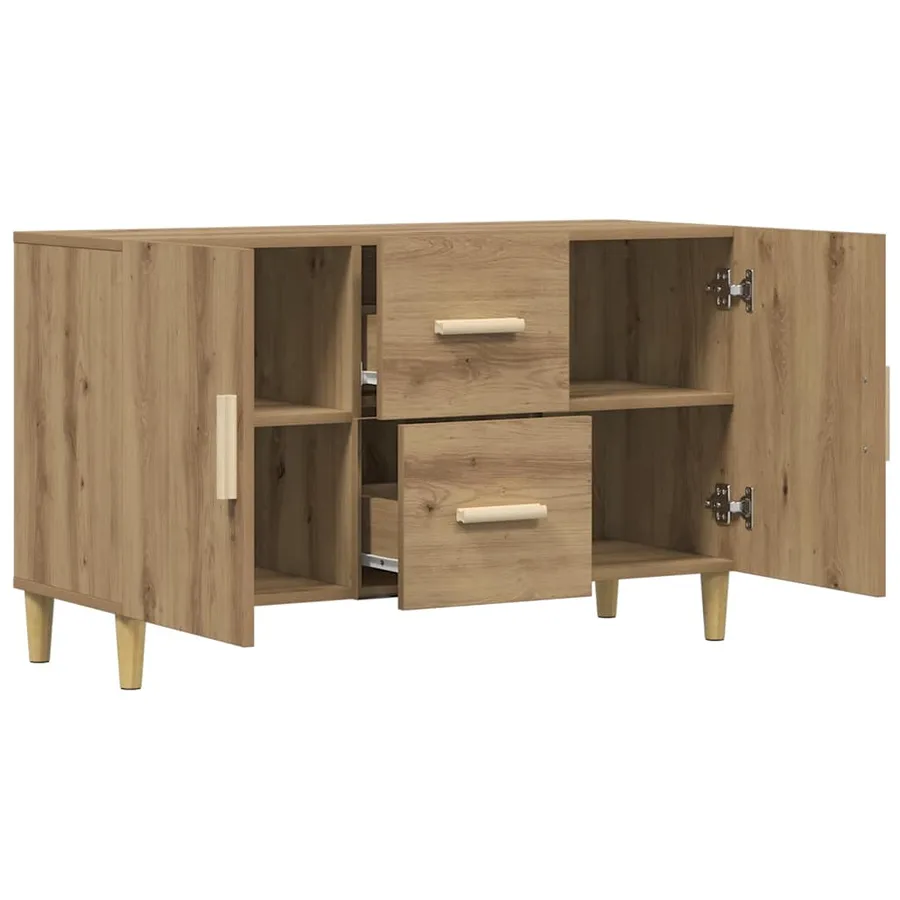 Buffet chêne artisanal 100x36x60 cm bois d'ingénierie - 4