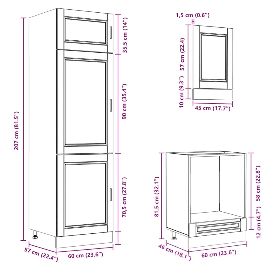Ensemble de 7 meubles de cuisine "Porto" en bois d'ingénierie blanc - 10