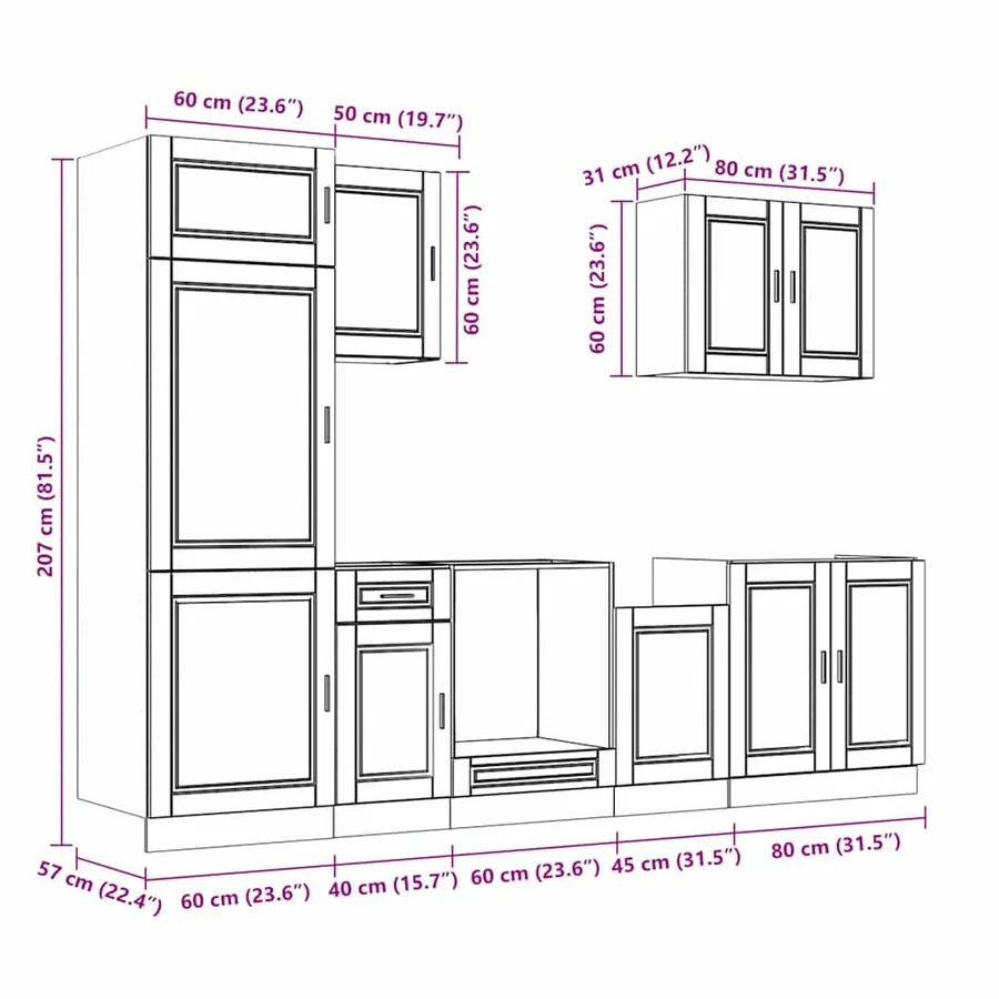 Ensemble de 7 meubles de cuisine "Porto" en bois d'ingénierie blanc - 11