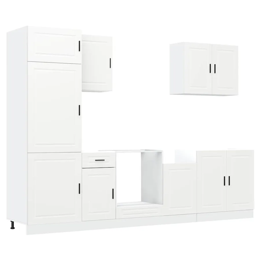 Ensemble de 7 meubles de cuisine "Porto" en bois d'ingénierie blanc - 2