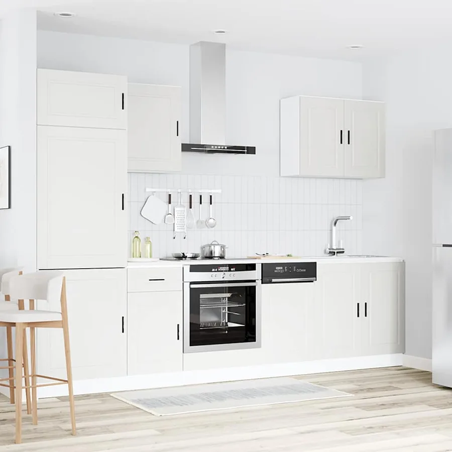 Ensemble de 7 meubles de cuisine "Porto" en bois d'ingénierie blanc - 3