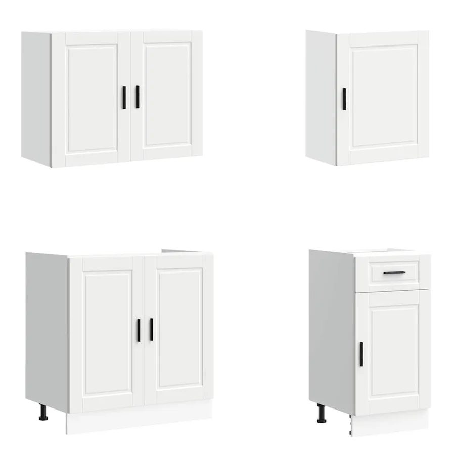 Ensemble de 7 meubles de cuisine "Porto" en bois d'ingénierie blanc - 4