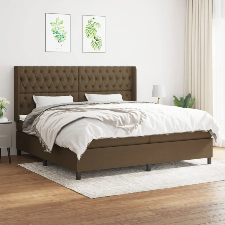 Sommier à lattes de lit avec matelas Marron foncé 200x200 cm