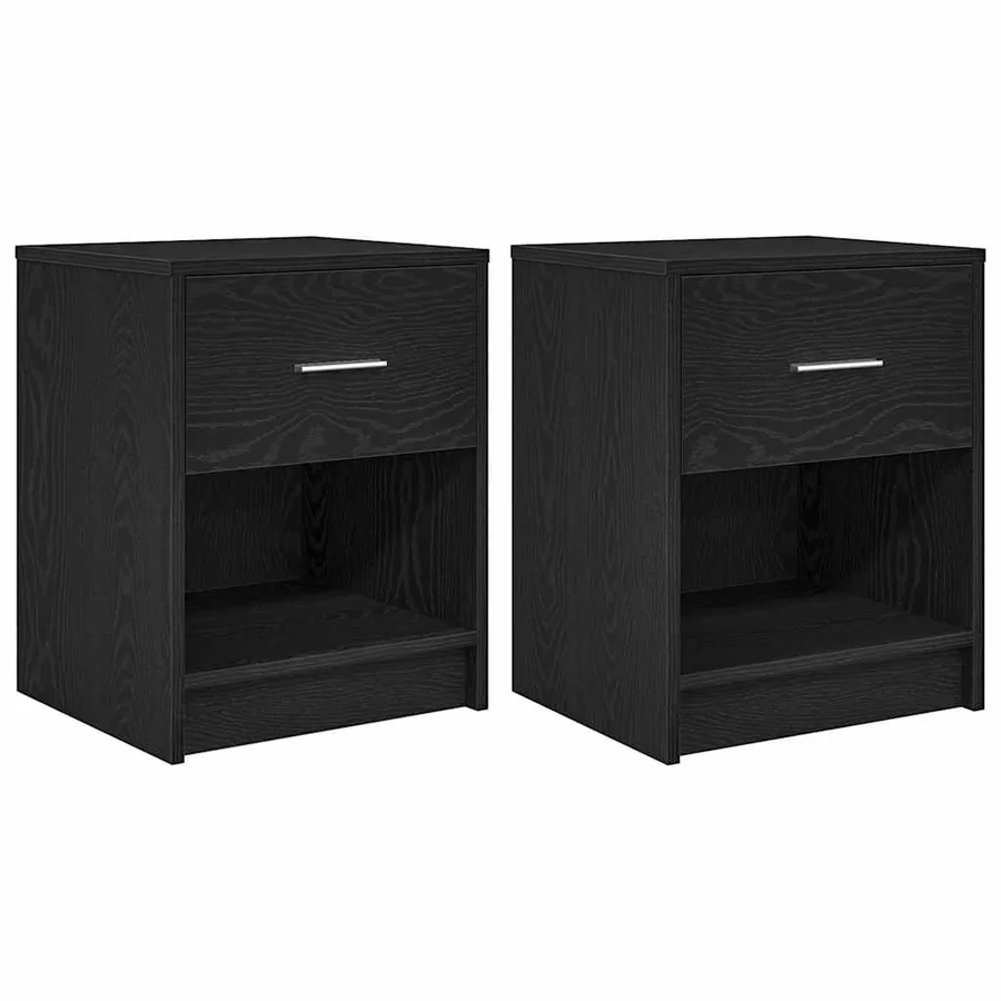 Tables de chevet 2 pcs avec tiroir Noir 40x34x50 cm - 2