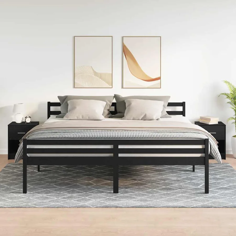 Tables de chevet 2 pcs avec tiroir Noir 40x34x50 cm - 3
