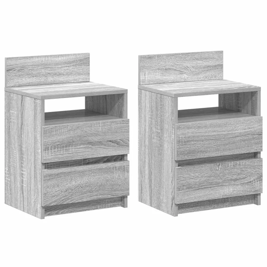 Tables de chevet 2 pcs avec 2 tiroirs Gris Sonoma 40x33x60 cm - 2