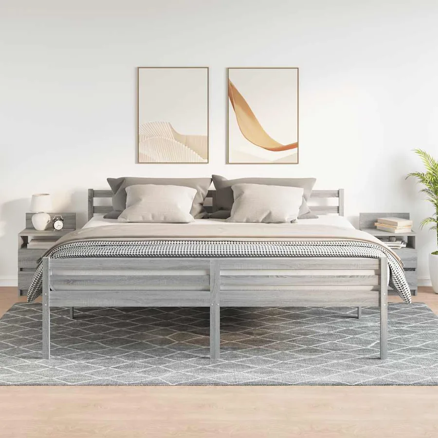 Tables de chevet 2 pcs avec 2 tiroirs Gris Sonoma 40x33x60 cm - 3