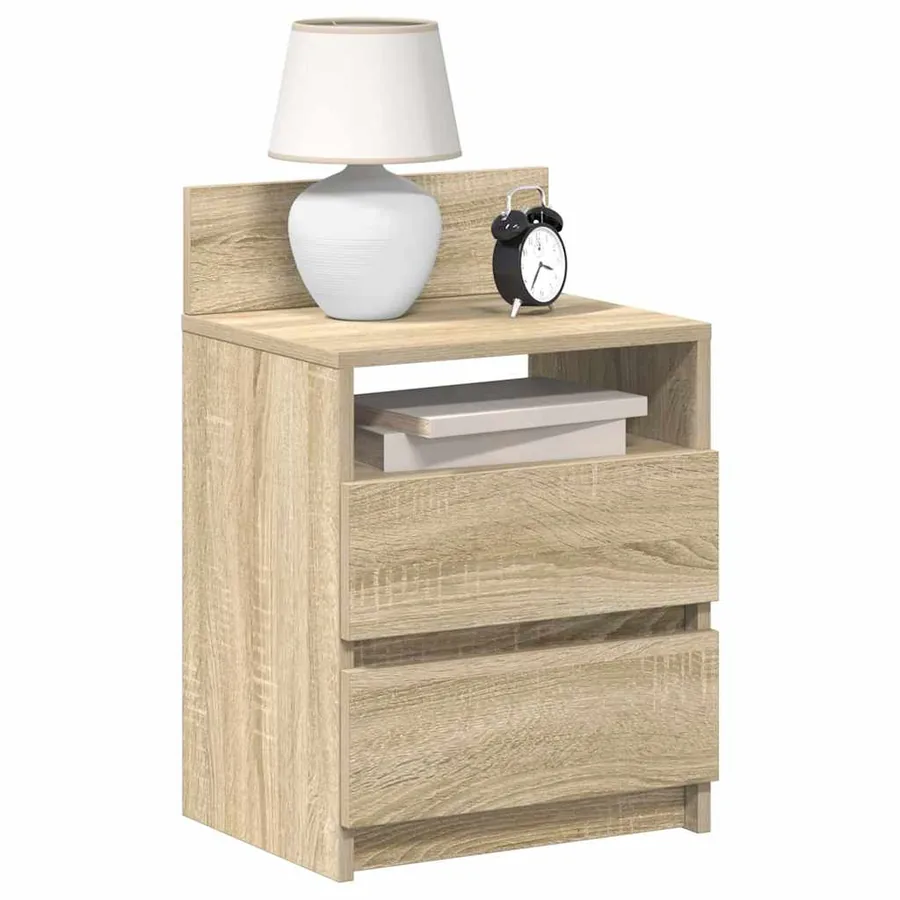 Tables de chevet 2 pcs avec 2 tiroirs Chêne Sonoma 40x33x60 cm