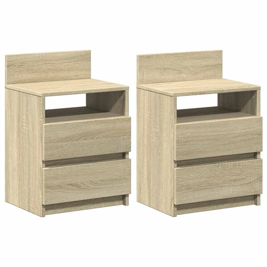 Tables de chevet 2 pcs avec 2 tiroirs Chêne Sonoma 40x33x60 cm - 2