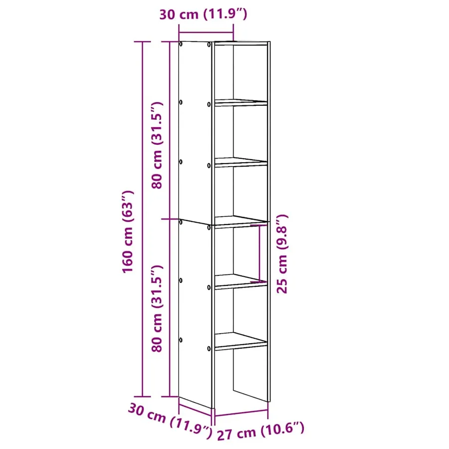Bibliothèques 2 pcs empilable chêne sonoma bois d'ingénierie - 10