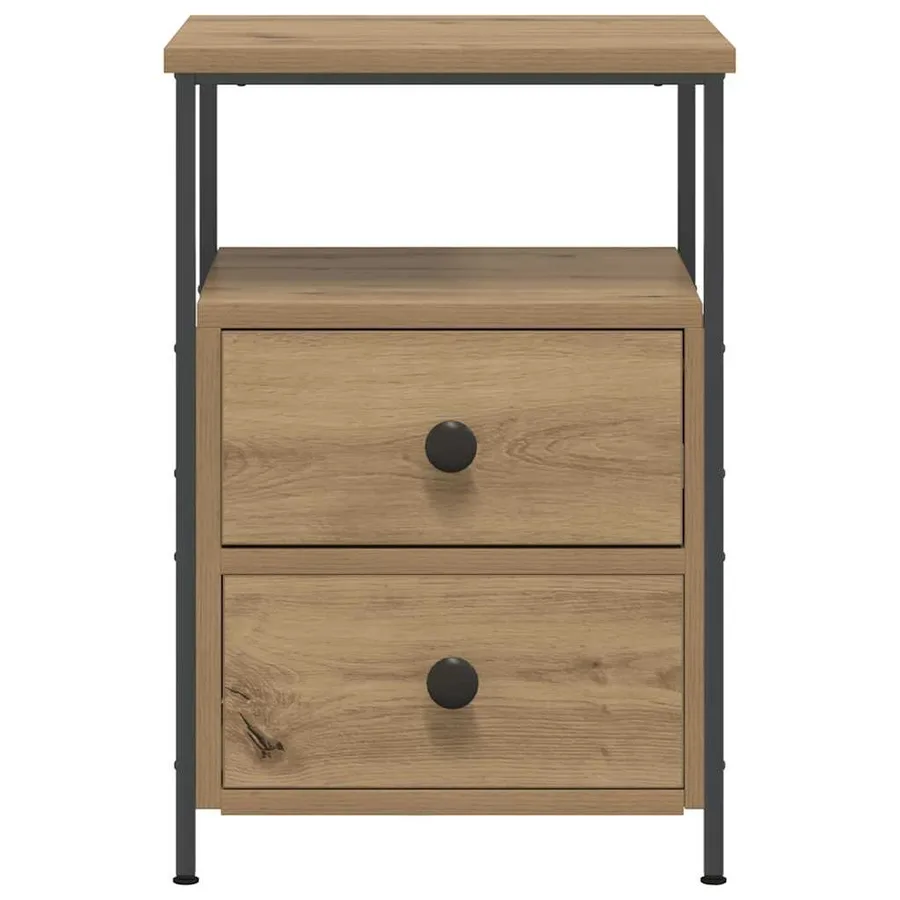Table de chevet chêne artisanal 34x35,5x50 cm bois d'ingénierie - 4