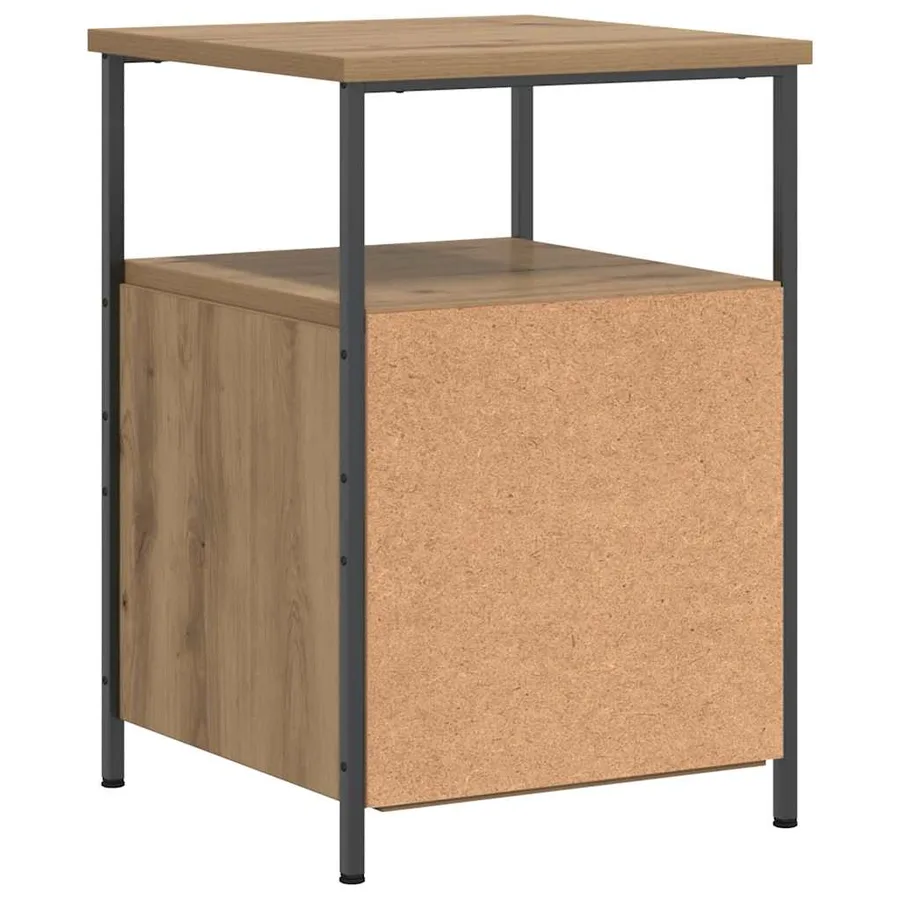 Table de chevet chêne artisanal 34x35,5x50 cm bois d'ingénierie - 6