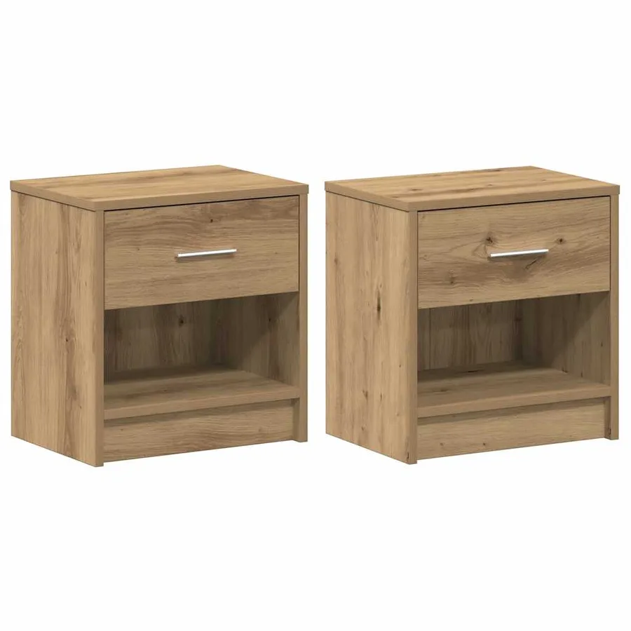 Tables de chevet 2 pcs avec tiroir chêne artisanal 39 x 28 x 41 cm - 2