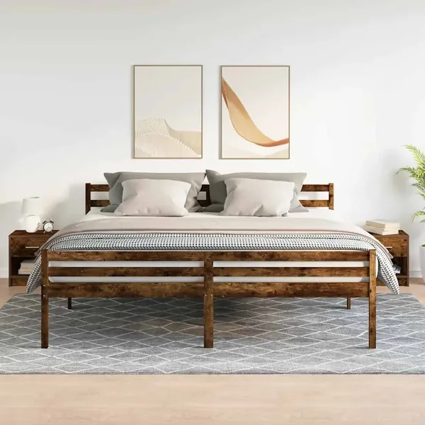Tables de chevet 2 pcs avec tiroir chêne fumé 39x28x41 cm
