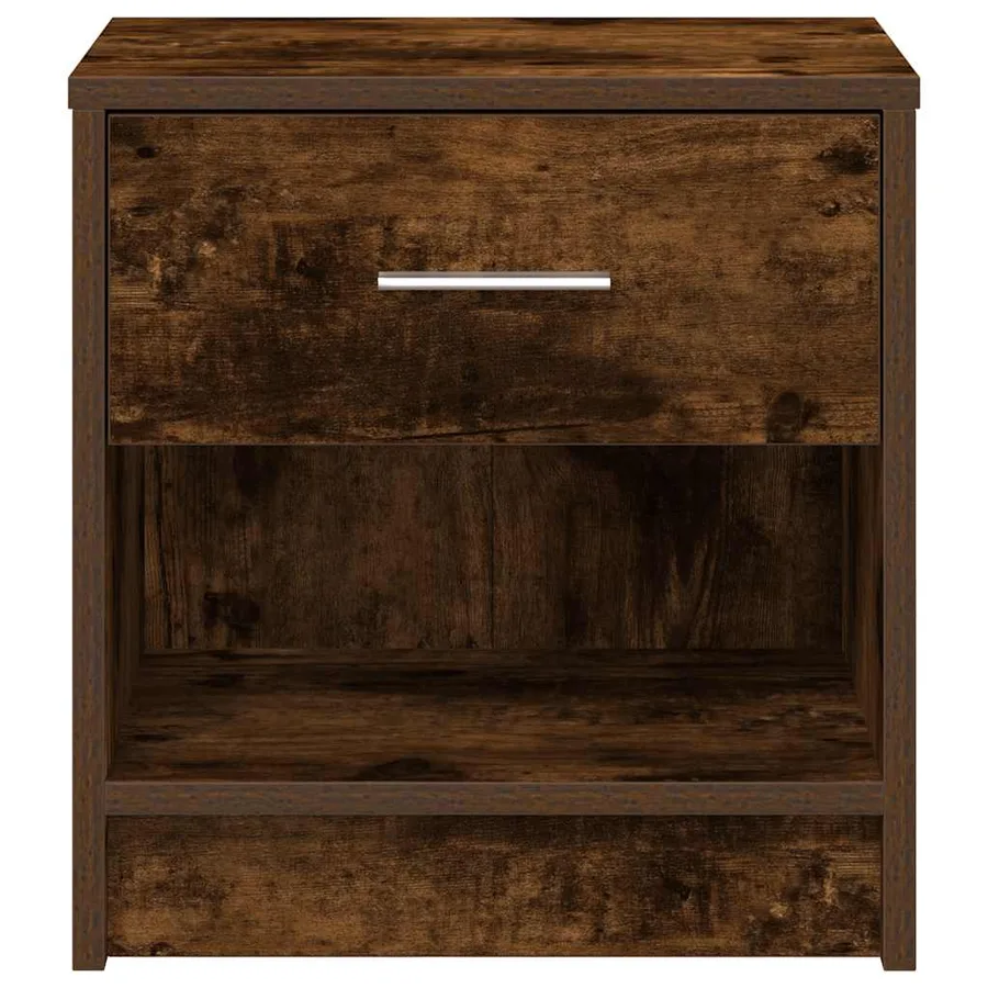 Tables de chevet 2 pcs avec tiroir chêne fumé 39x28x41 cm - 4