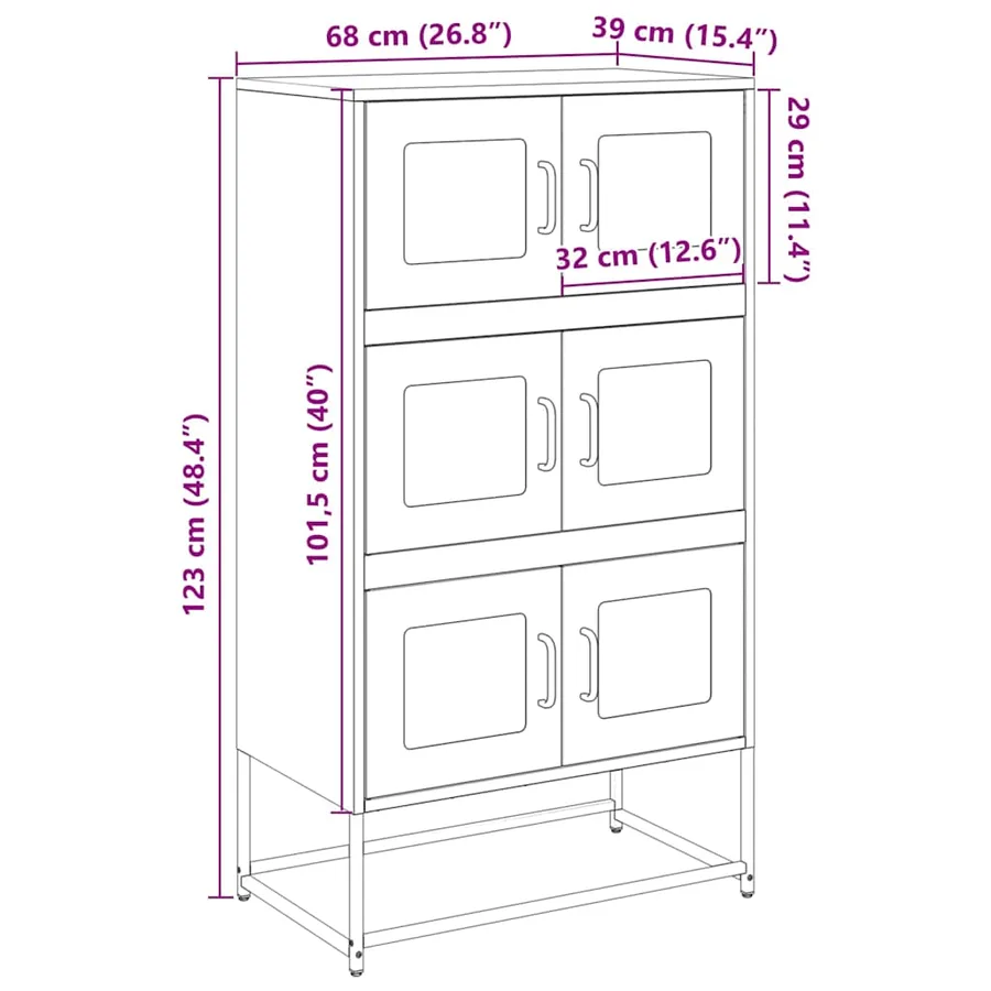 Buffet haut blanc 68x39x123 cm acier - 13