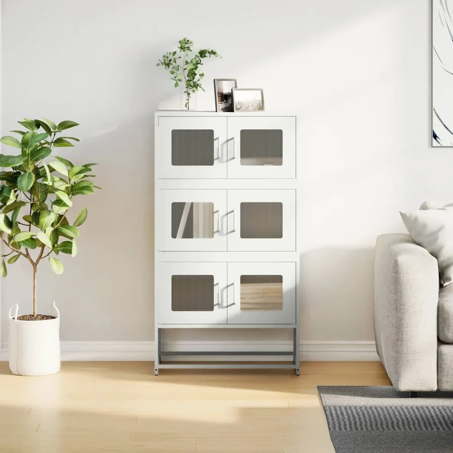 Buffet haut blanc 68x39x123 cm acier - 3