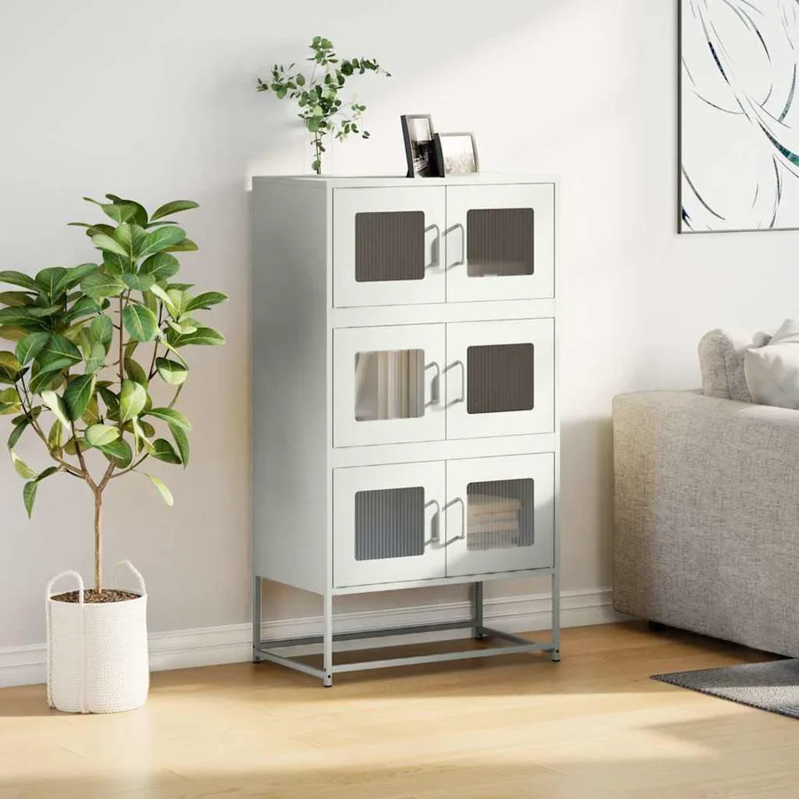 Buffet haut blanc 68x39x123 cm acier - 4