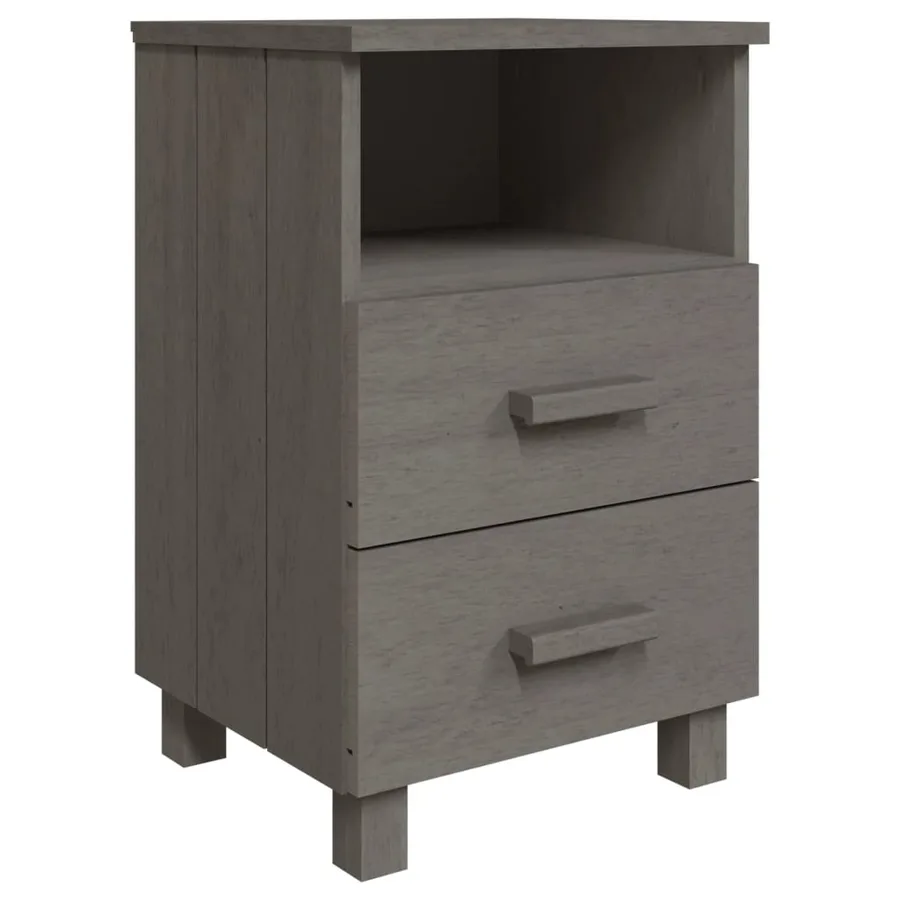 Tables de chevet HAMAR 2 pcs Gris clair 40x35x62 cm Bois massif - 3