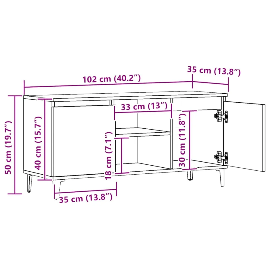 Meuble TV chêne artisanal 102x35x50 cm bois d'ingénierie - 10