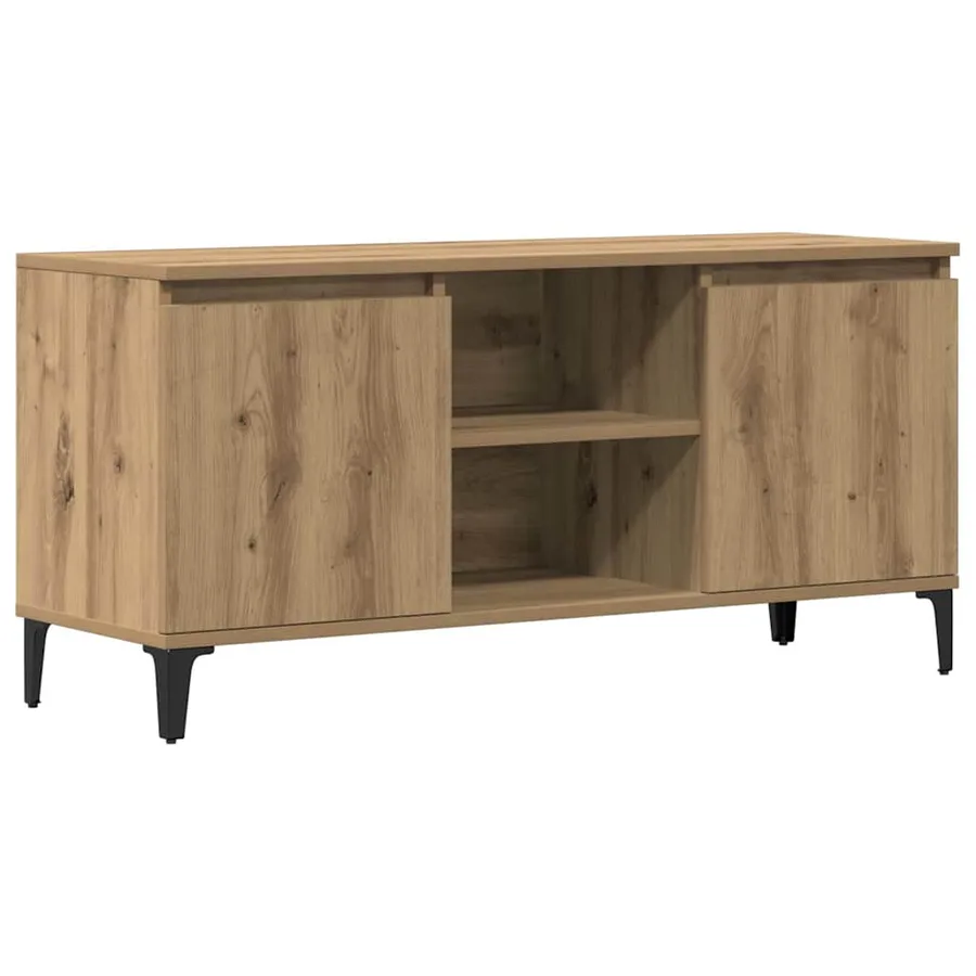 Meuble TV chêne artisanal 102x35x50 cm bois d'ingénierie - 2