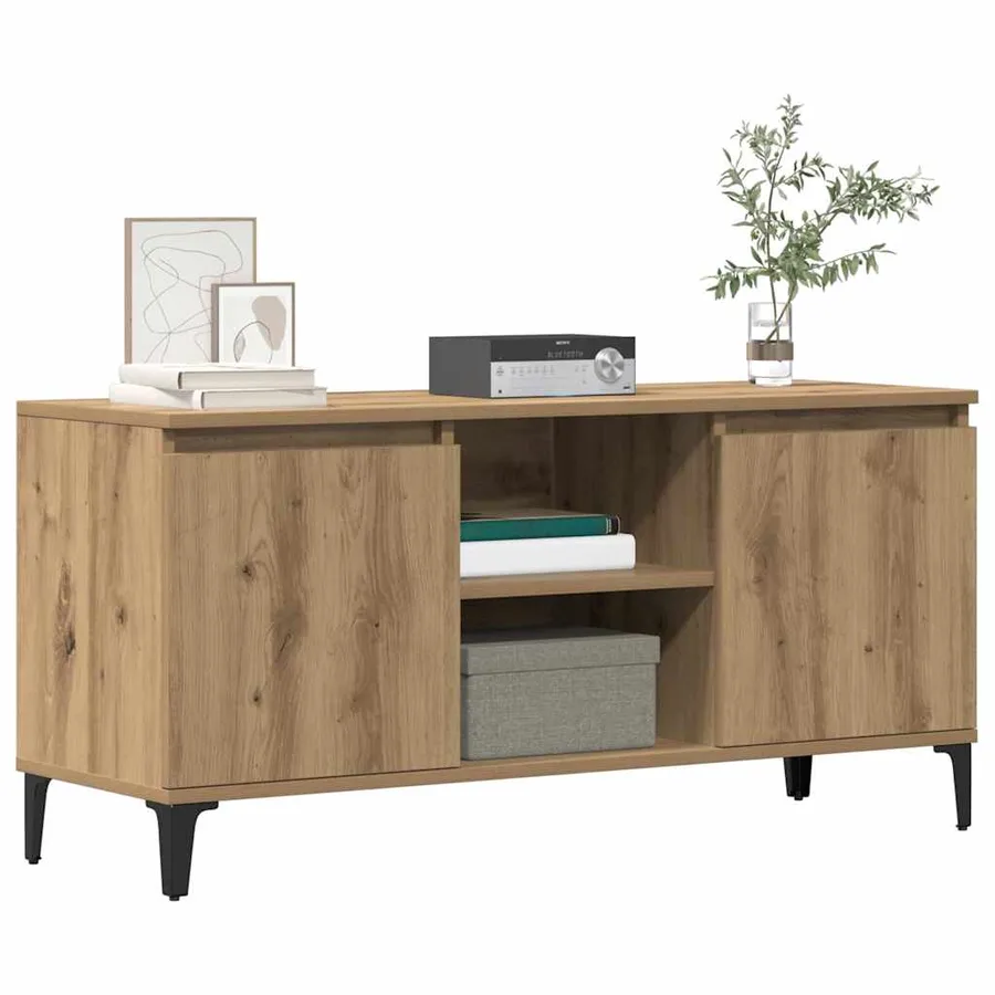 Meuble TV chêne artisanal 102x35x50 cm bois d'ingénierie - 3