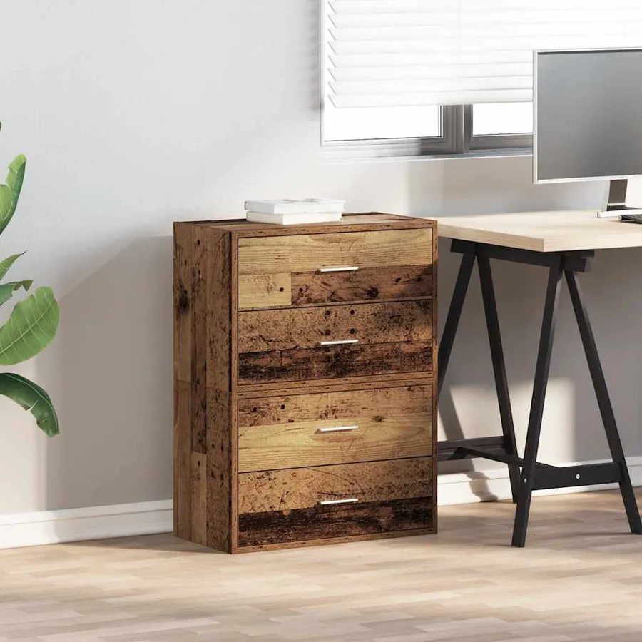 Armoires avec 2 tiroirs 2 pcs vieux bois bois d'ingénierie - 3