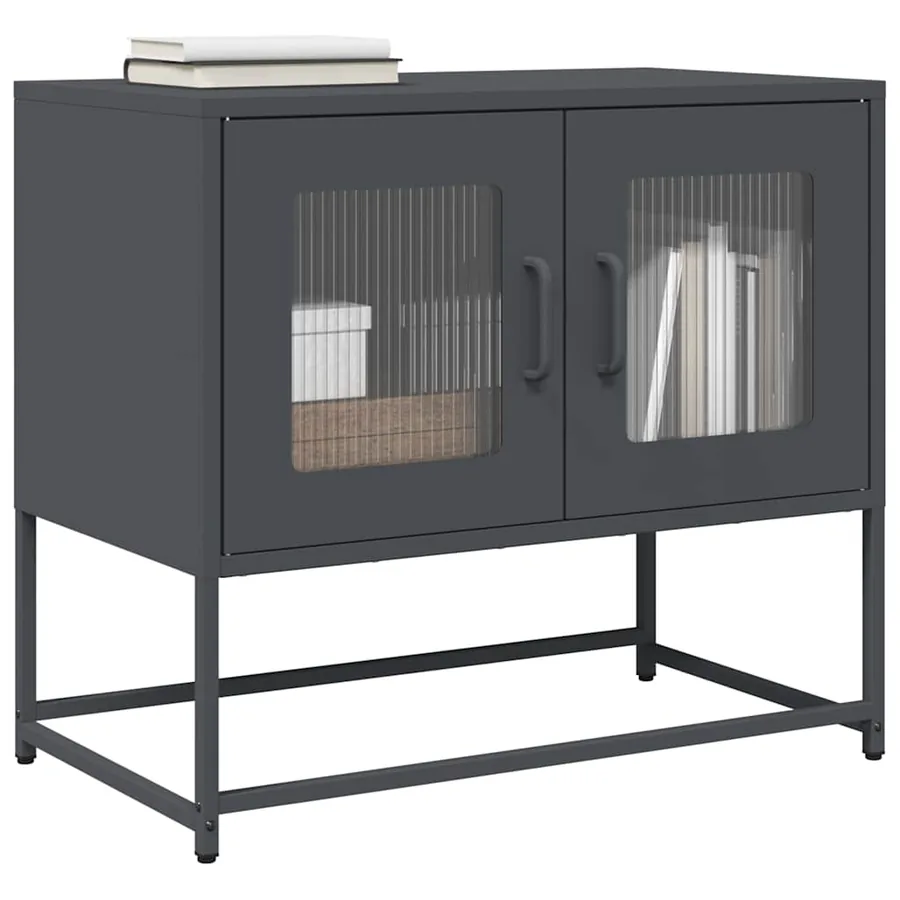 Meuble TV anthracite 68x39x60,5 cm acier laminé à froid